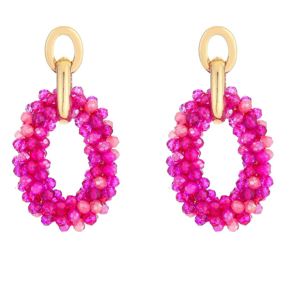 Michelle Bijou Oorbellen Kralen Statement Druppel Party fuchsia mix