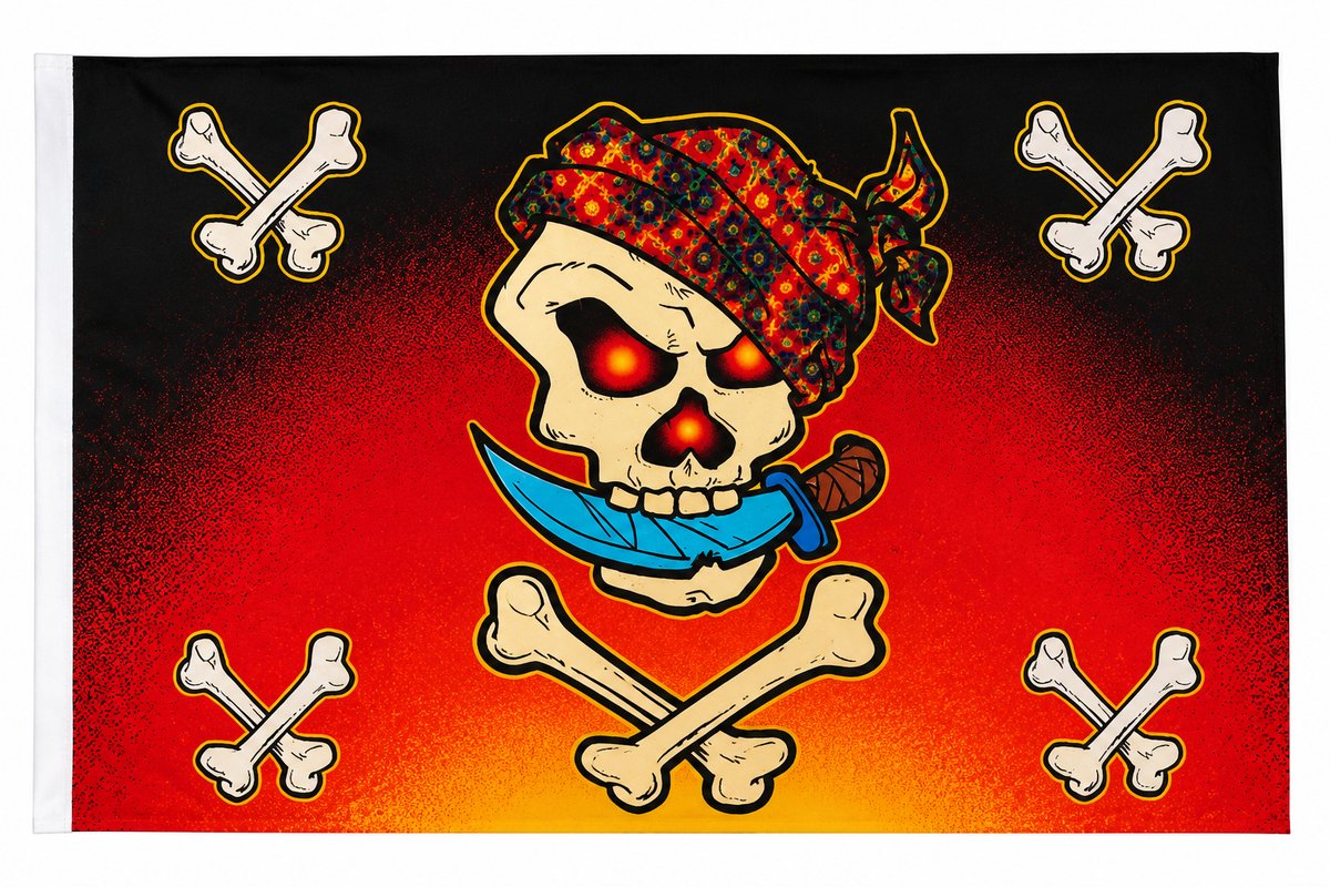 Piraten Gevelvlag 60 x 90 cm - Piratenvlag met Schedel - Feestversiering voor Kinderfeestjes