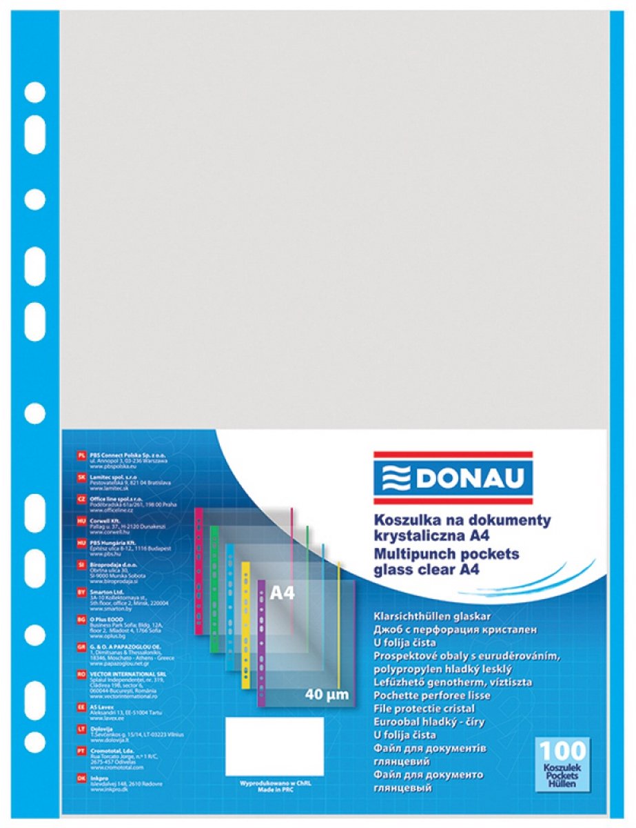 Showtas generfd, A4, 40 micron, blauwe rug, 11 rings, 100 stuks