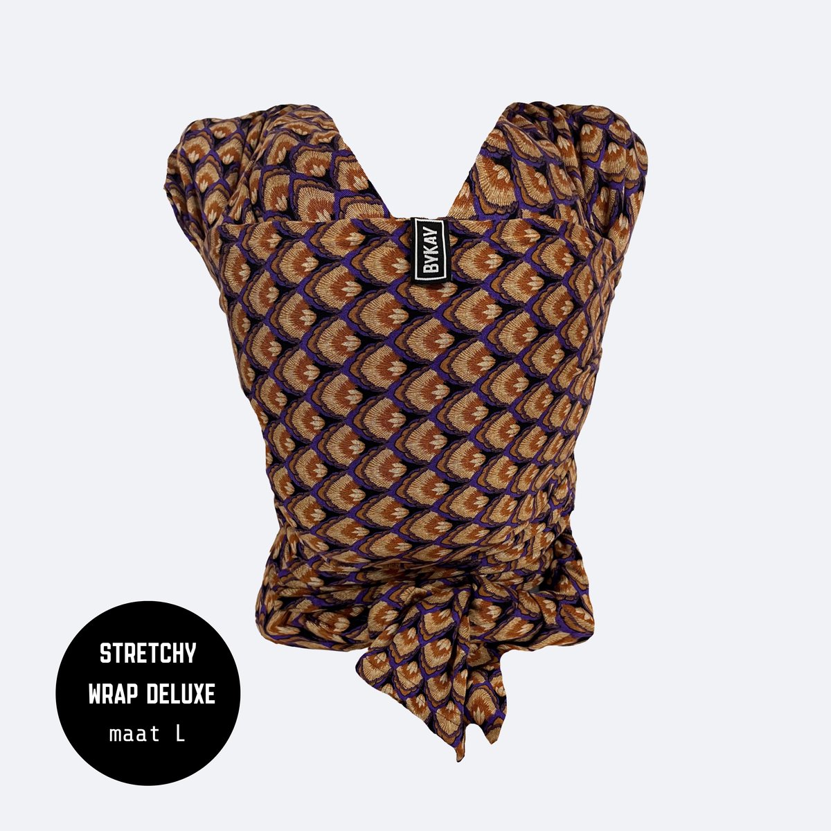 ByKay Stretchy Deluxe - rekbare draagdoek baby - ergonomisch - tot 18kg - Arti Feathers - maat L