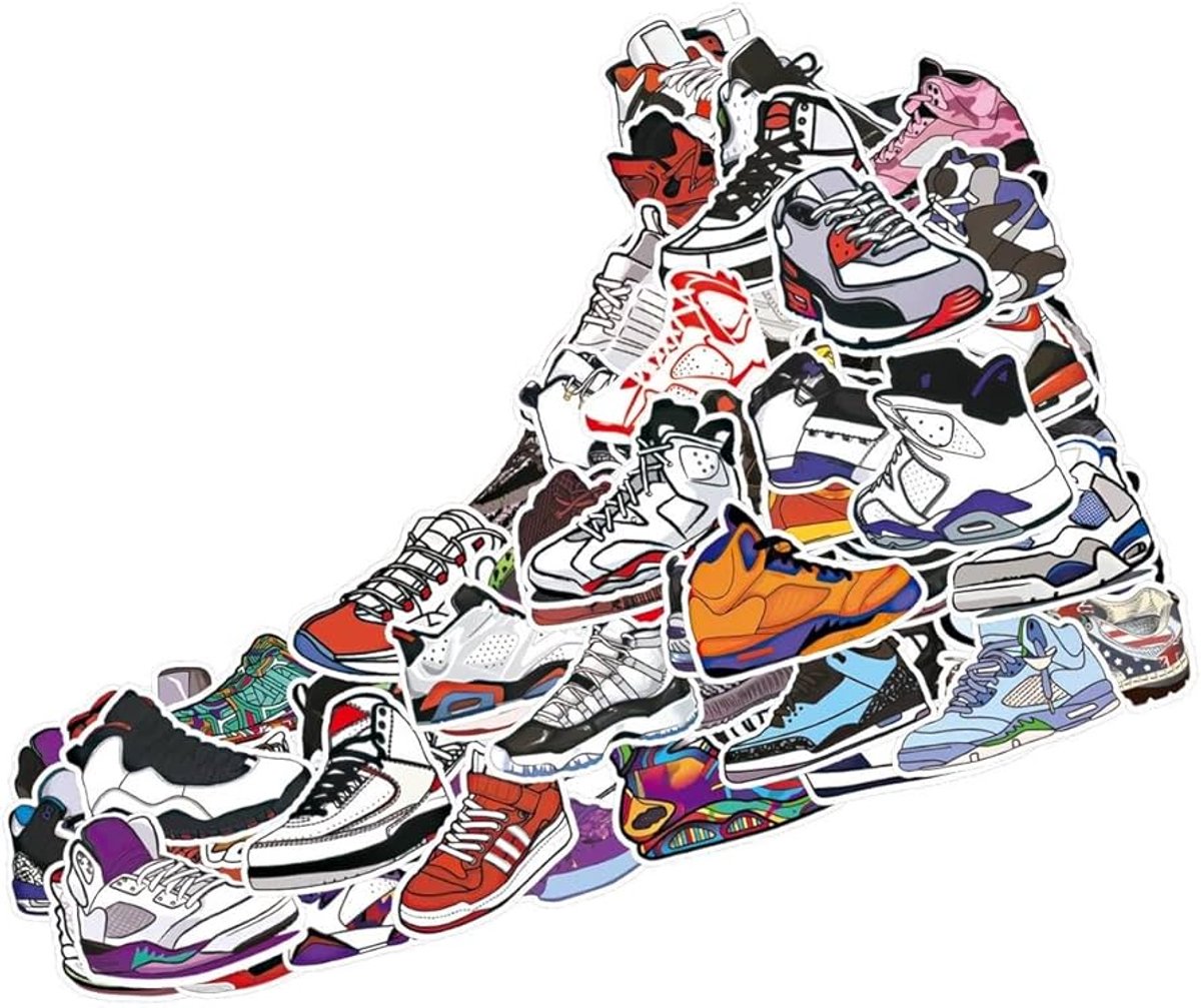 50x Sneaker stickers - Schoenen stickers - Schoen stickers - Gympen stickers - Sneaker designs - Laptop stickers - Waterfles stickers - Bullet journal stickers - Scrapbook stickers - Decoratie - Jonyx