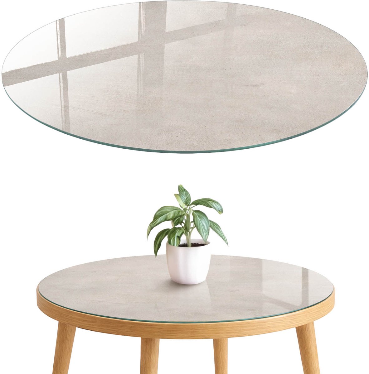 ArtPrintCave Subtiele elegantie Glazen Tafelblad fi70 cm - Tafelblad Rond - Grijs Keukentafel - Texturen Terrastafel