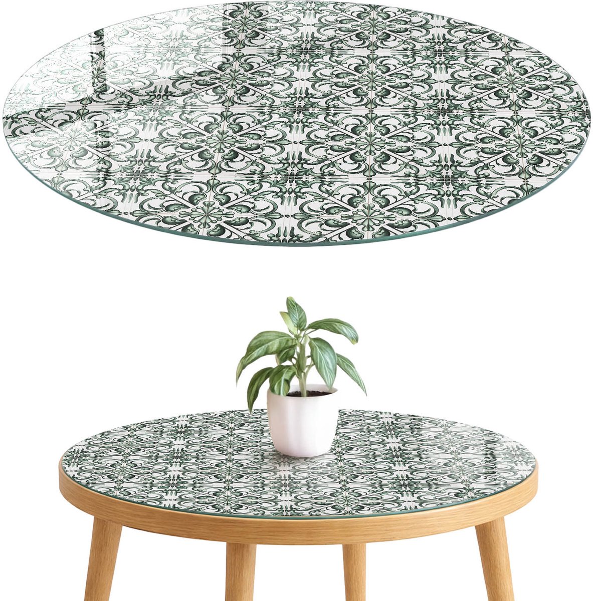 ArtPrintCave Klassieke patronen Glazen Tafelblad fi70 cm - Tafelblad Rond - Groente Keukentafel - Achtergronden en patronen Keukentafel