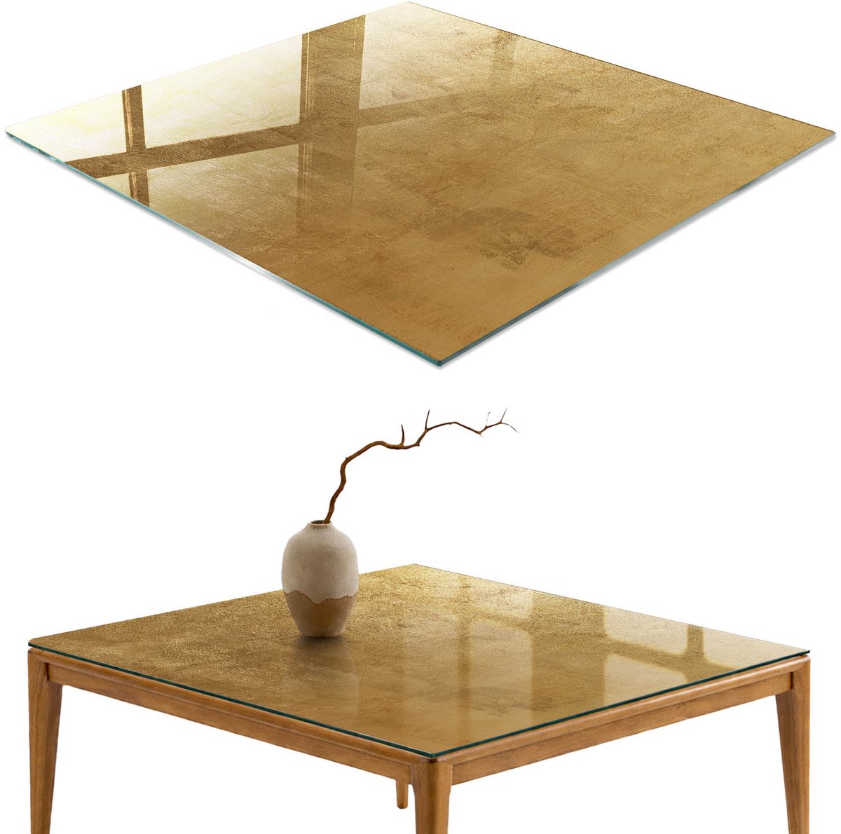 ArtPrintCave Warme textuur Glazen Tafelblad 60x60 cm - Tafelblad Rechthoek - Geel Keukentafel - Texturen Bureaublad