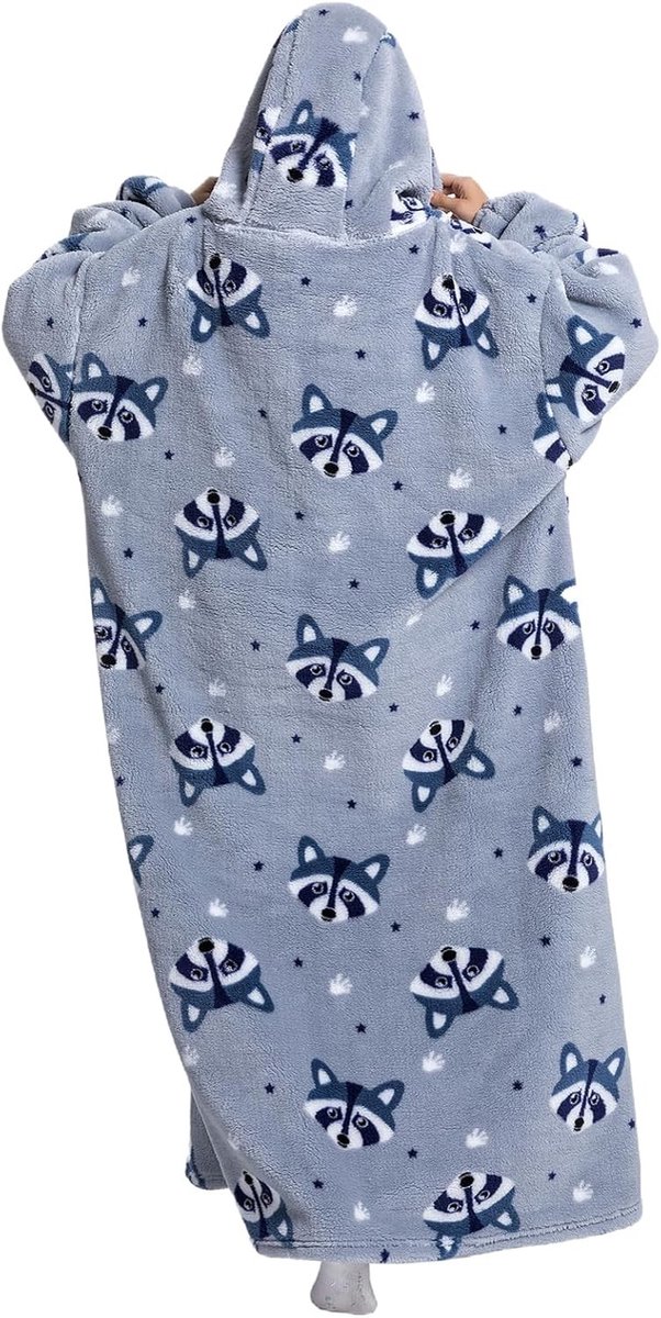 Zachte Hoodie Deken met Mouwen, Warme Flanellen Deken voor Thuis en Op de Bank, Perfect voor Knuffelen en Ontspanning, Eenmaat