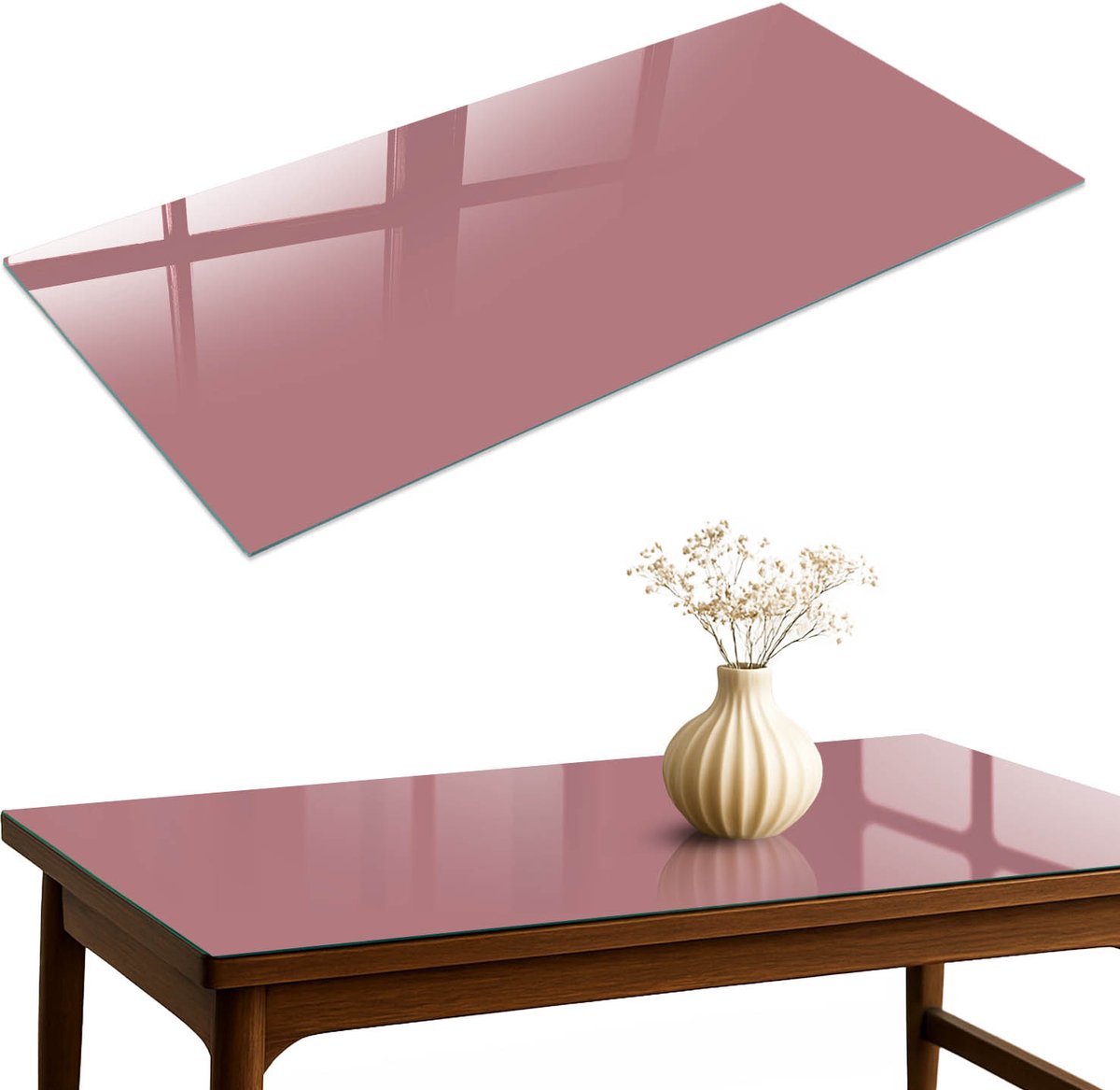 ArtPrintCave Oudroze Glazen Tafelblad 120x60 cm - Tafelblad Rechthoek - Roze Eettafel Met Glasplaat - Achtergronden en patronen Keukentafel
