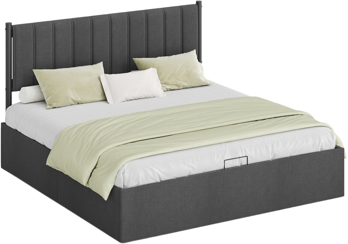 VASAGLE - Bedframe met Hydraulisch Systeem - Onderbed Opbergruimte
