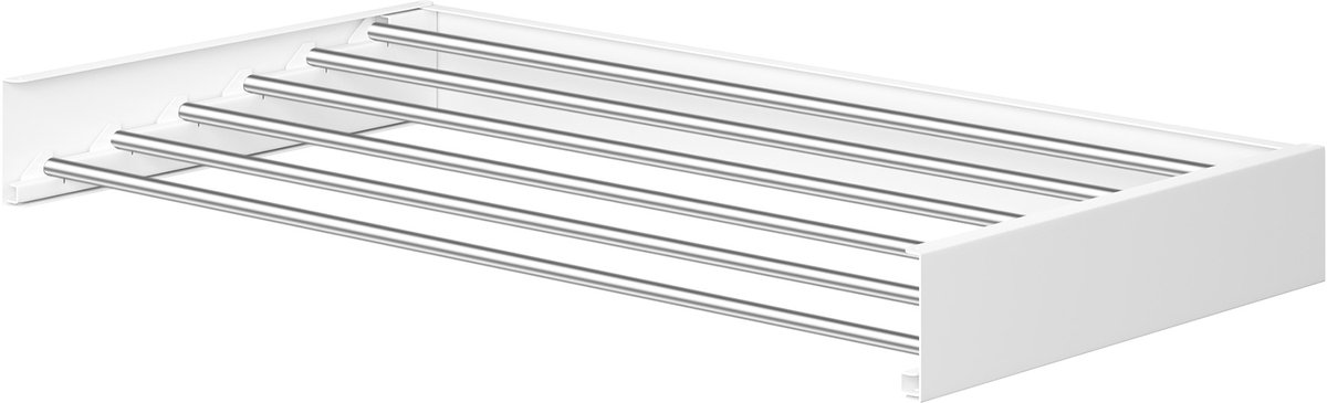 Uitschuifbare wanddroger - Opvouwbare droger met 6 stangen - Ruimtebesparend voor binnen- en buitengebruik - 100 x 50 x 10,5 cm - Wit