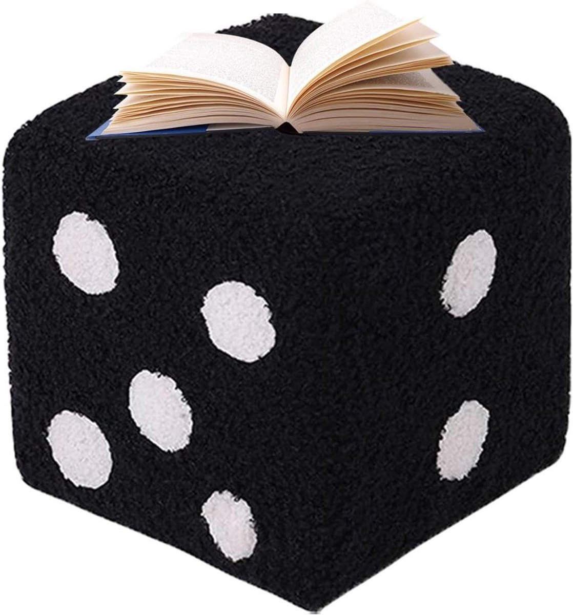 Opbergpoef - Voetenbank kruk - Woonkamer organiseren - Met verborgen opbergruimte - 20x20x20 cm - Zwart