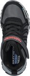 Zwarte wandelschoen van bovenaf gezien, met SKECHERS WATERPROOF tekst.