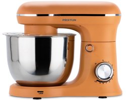 SnelShoppen - PRIXTON KR250 Kneedmachine voor Bakwaren, 1500 W, 10 Snelheden, 5L Roestvrijstalen Kom, 3 Accessoires, Transparant Deksel, Oranje Kleur,