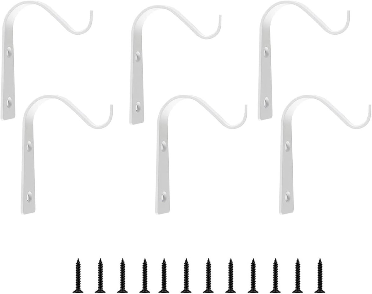 Haken voor plantenmanden 6 stuks - zwart metalen wandophangbeugels - binnen/buiten tuin haak - perfect voor decoratie - ShopVlot