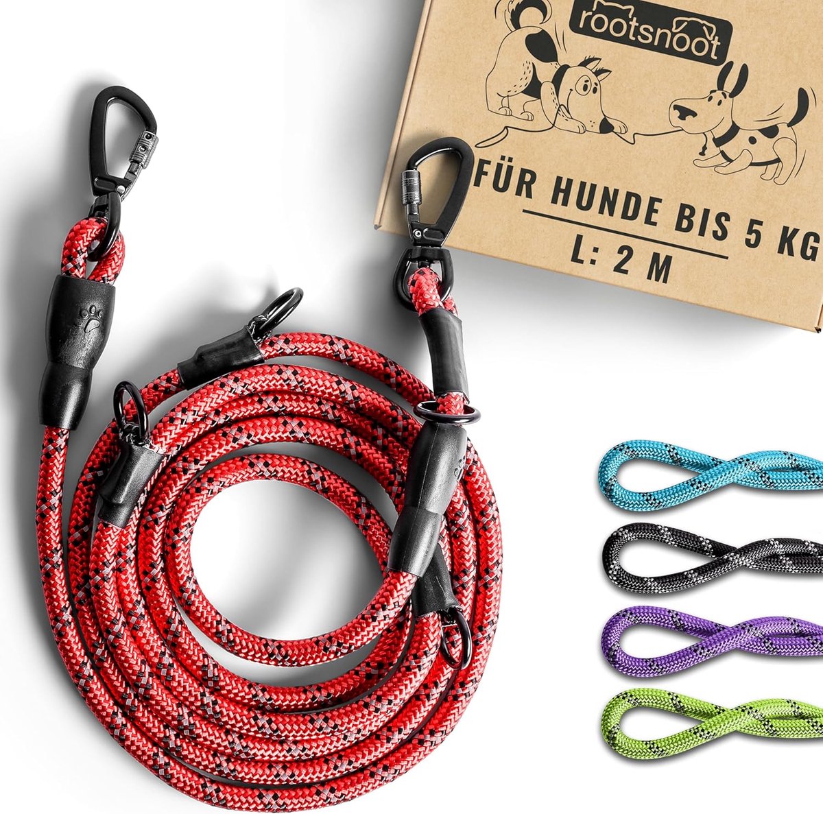 SnelShoppen - Verstelbare hondenriem 200 cm lang, 0,8 cm dik voor kleine honden tot 5 kg, lichtgewicht 4-voudig verstelbare trainingslijn voor puppy's