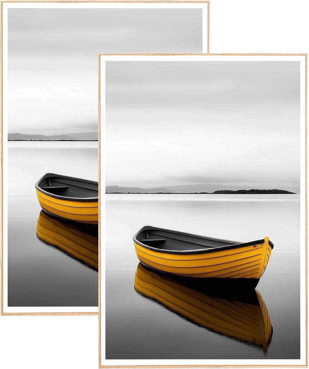 SnelShoppen - Set van 2 Fotolijsten 40x60 Eiken Wit met Acrylglas - Perfect voor Posters, Foto's en Wanddecoratie