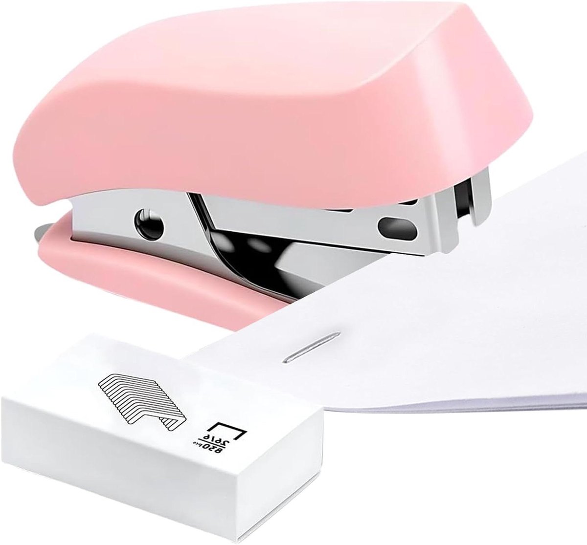 Mini Nietmachine - Papierbinder - Papier Werk - Ingebouwde Verwijderaar - 12 Vellen - Roze