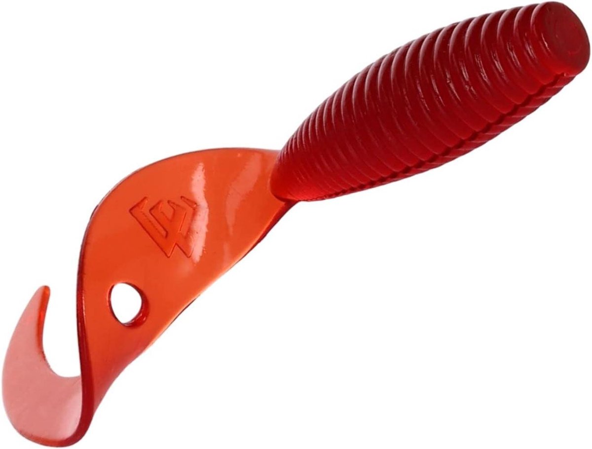 Zachte Vissen Lokazen - Rubber Vissen Twisters - Roofvissen Vangen - Extra Golf Staart - 51 mm - Rood