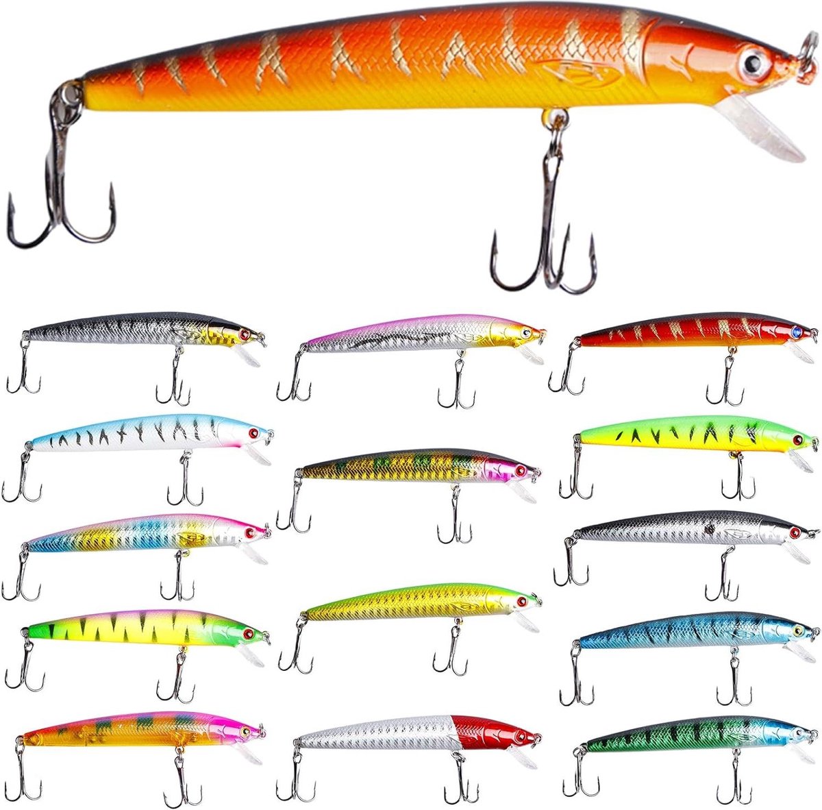 Vis Aas Set - Wobbler Lures Zoutwater - Vissen Op Roofvis - Realistisch Zwemgedrag - 9.5cm 8.5g - Meerkleurig