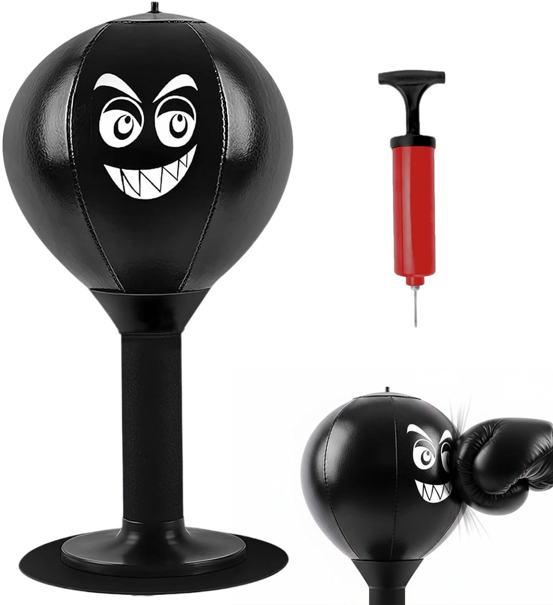 Omgoods - Bureau Boksbal met Zuignap en Pomp, Antistress Speelgoed voor op het Bureau