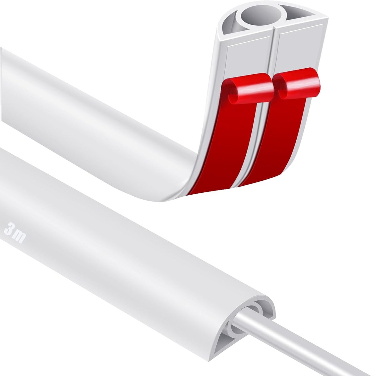 Kabelbrug Halfronde Vloerkabelhoes 3M Flexibele Kabelgoot Zelfklevende Vloer Kabelgoot, Mini Cable Trunking Voor Kantoor, Concert etc, Kabel Bescherming en Preventie Van Struikelgevaar