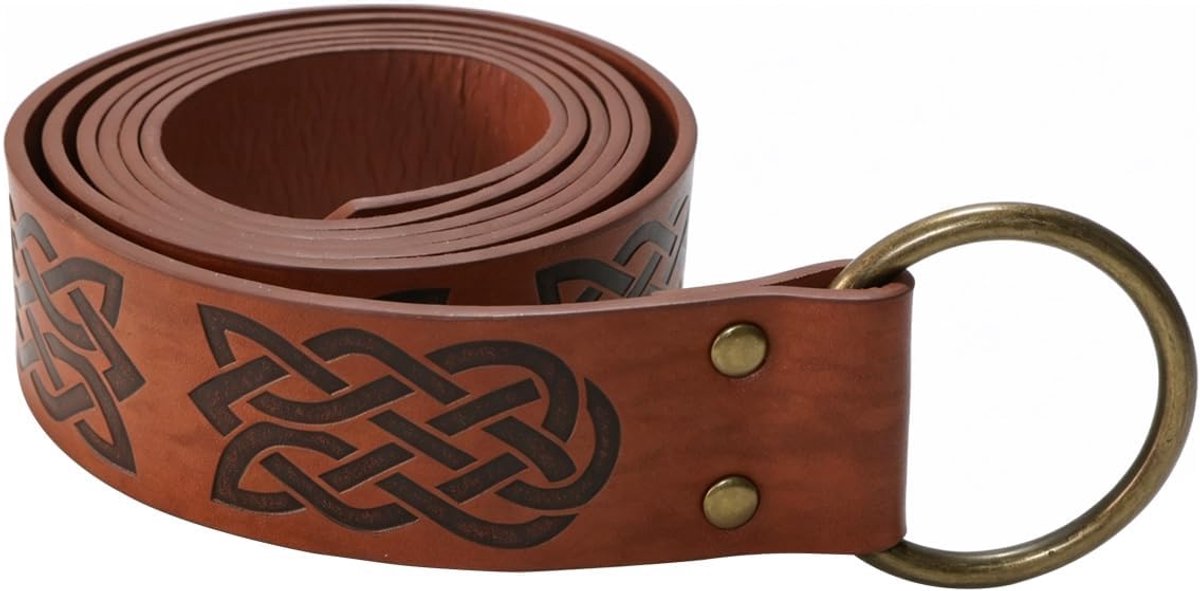 Ridder kostuum riem middeleeuwse stijl reliëf taille riem voor mannen cosplay podiumprestaties, bruin