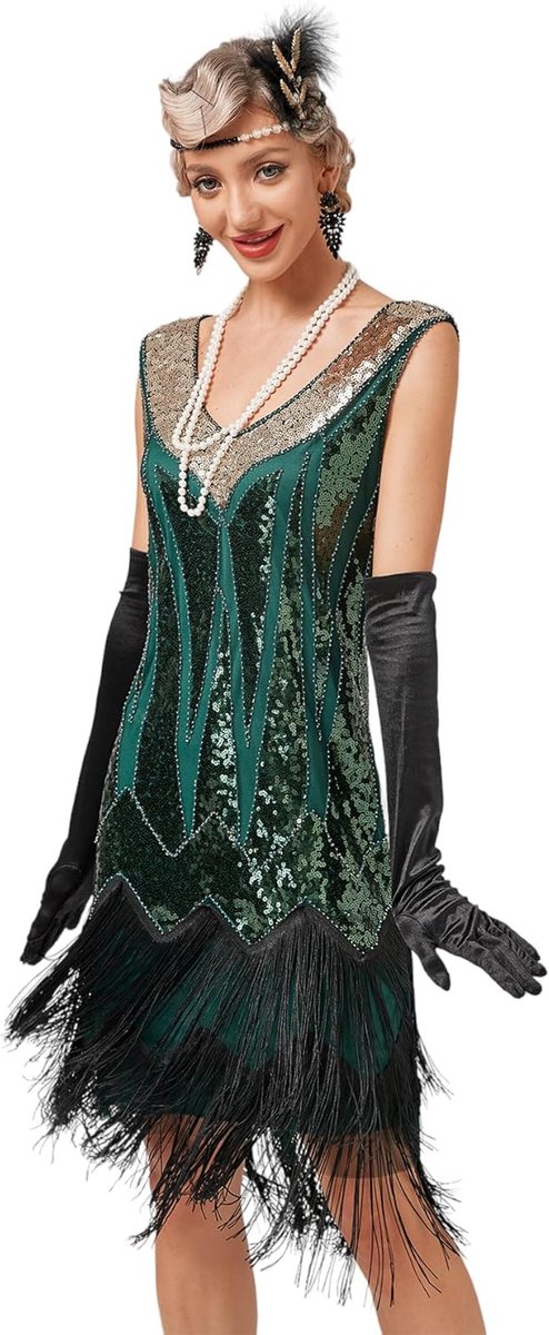 Avondjurk voor dames, flapper baljurk, cocktailjurk, jaren 20, Art Deco, Great Gatsby, party, vintage, retro