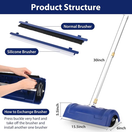 Hogedrukreiniger, 15 inch, 1200-4000 psi, met verwisselbare borstel, duurzaam materiaal, 1/4 inch-snelsluiting, 2 x 15 verlengbuizen, 0°-jet-mondstuk, 4 spuitmondstukken — afbeelding 5