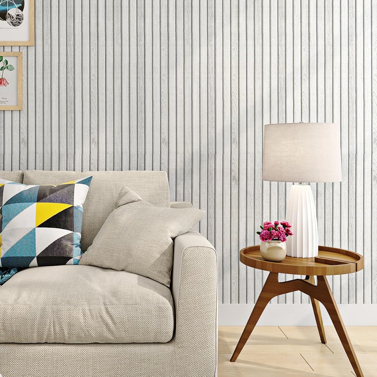Behang Zelfklevend Houtlook 3D Effect 40CMx5M Afwasbaar Zelfklevend Behang Hout Wit Woonkamer Badkamer Zelfklevende Wandpanelen Hout Wit Houtbehang