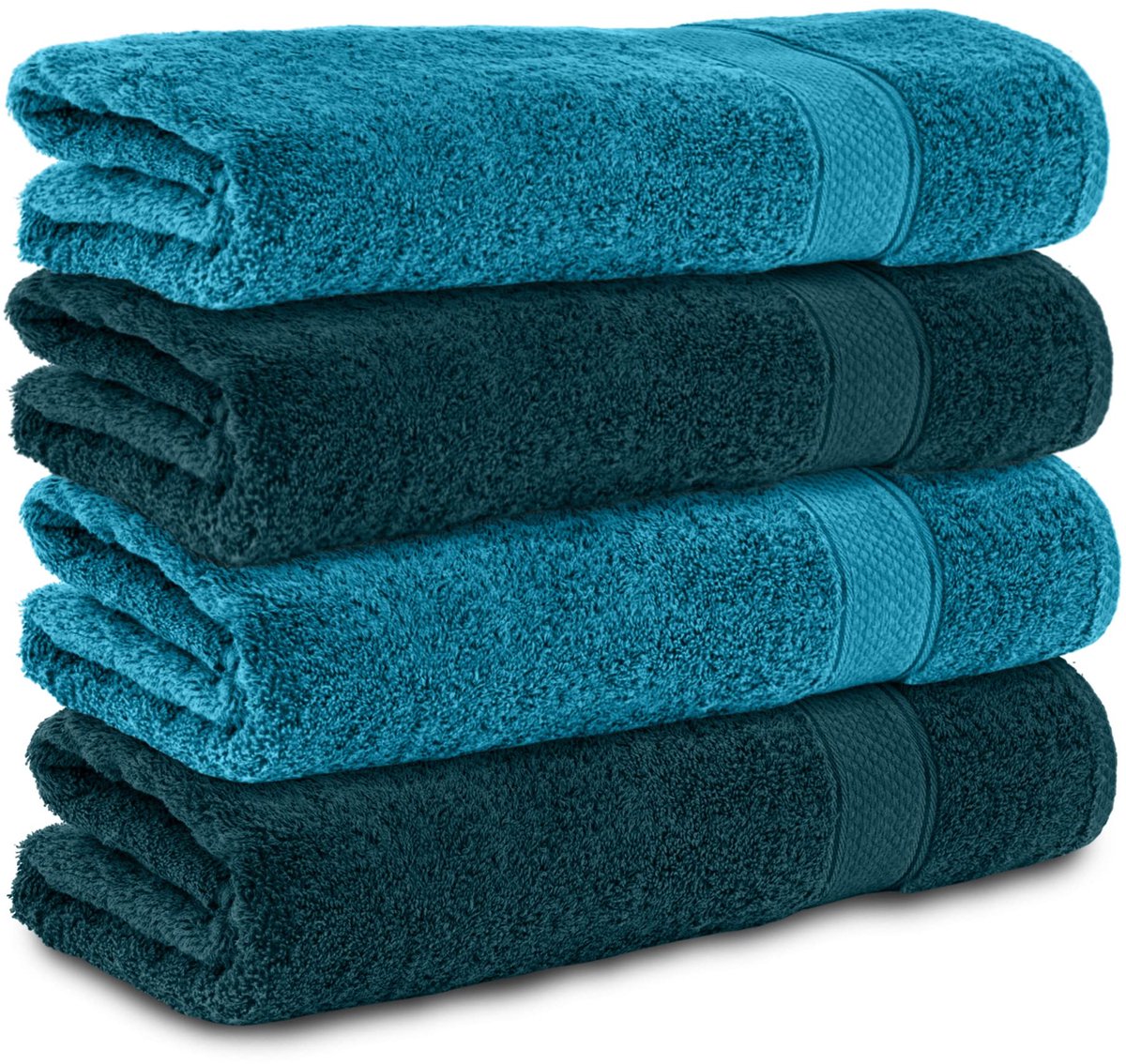 SnelShoppen - Set van 4 Badhanddoeken 70x140 cm, 100% Katoen, Zachte Luxe, Ideaal voor Thuis, Zwembad, Vakantie, Sport en Wellness