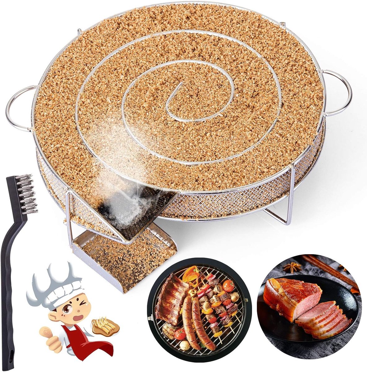 Koude rookgenerator voor rookoven, roken van vlees en vis, met reinigingsborstel voor barbecue-rooster