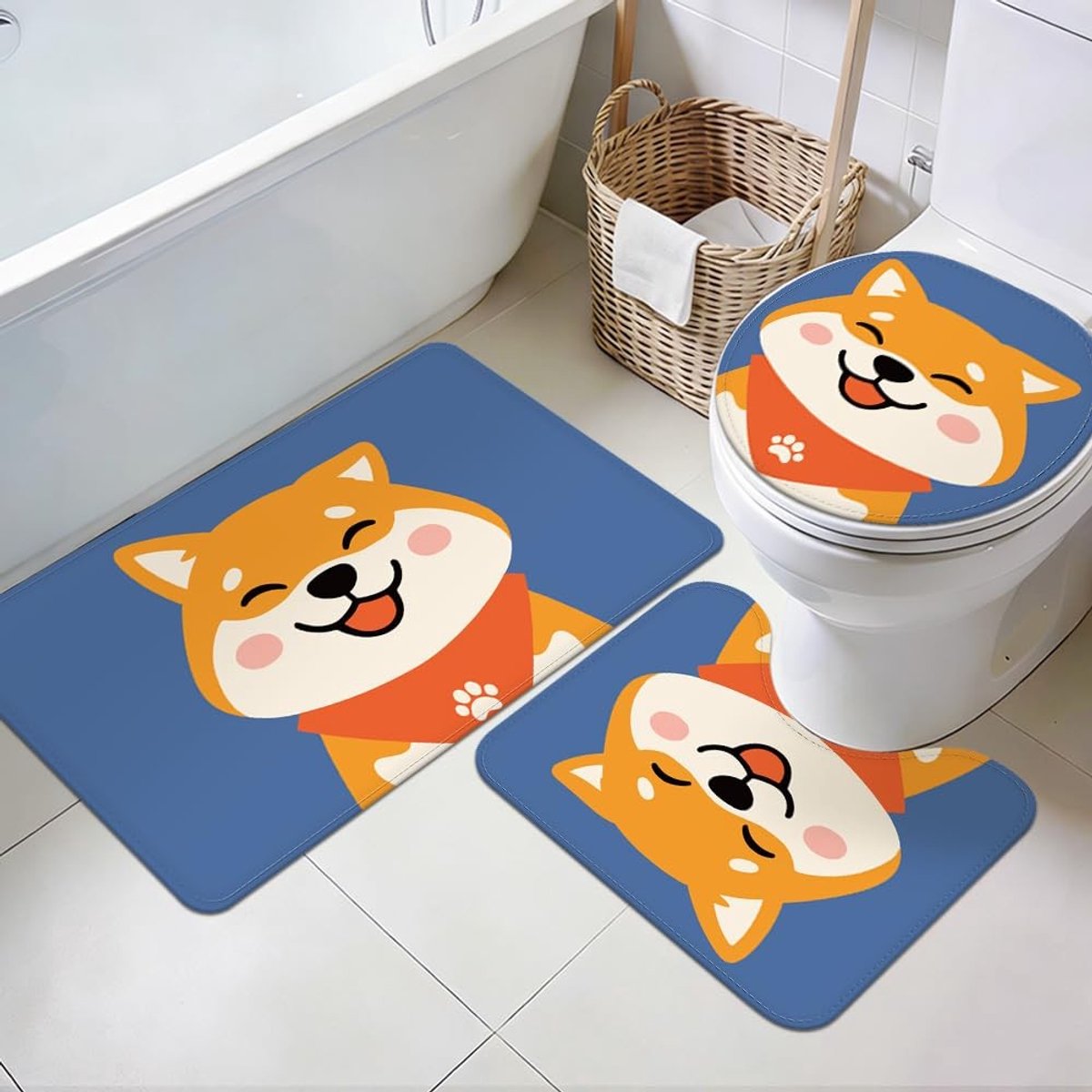 Omgoods - Set van 3 Shiba Antislip Badmatten U-vorm voor Entree en Badkamer