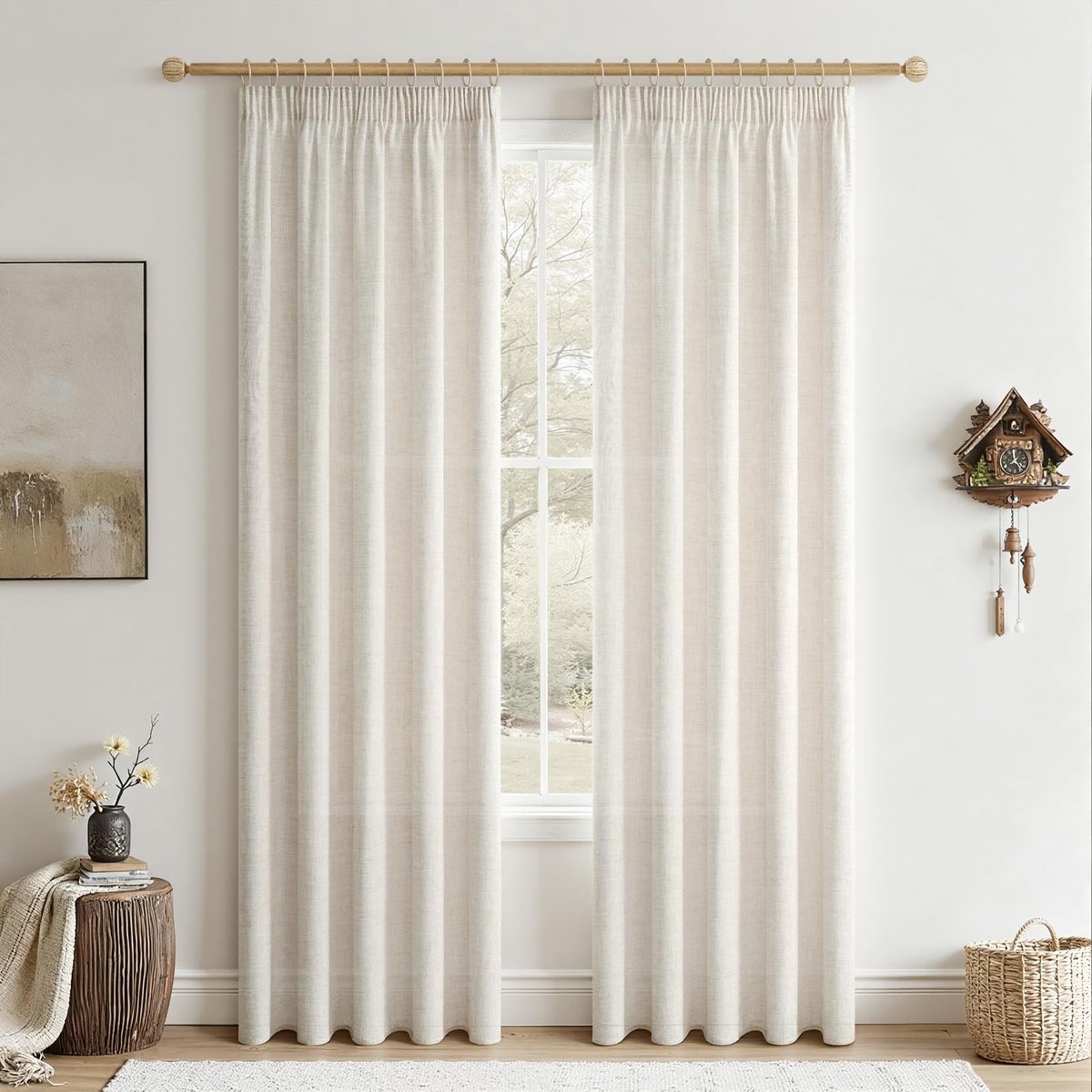 Omgoods - Gordijnen met Rimpelband - Ivoor Wit 225 x 140 cm - Set van 2