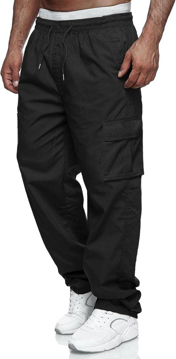Lora Cargobroek heren joggingbroek sportbroek regular fit met zakken casual broek met elastische taille