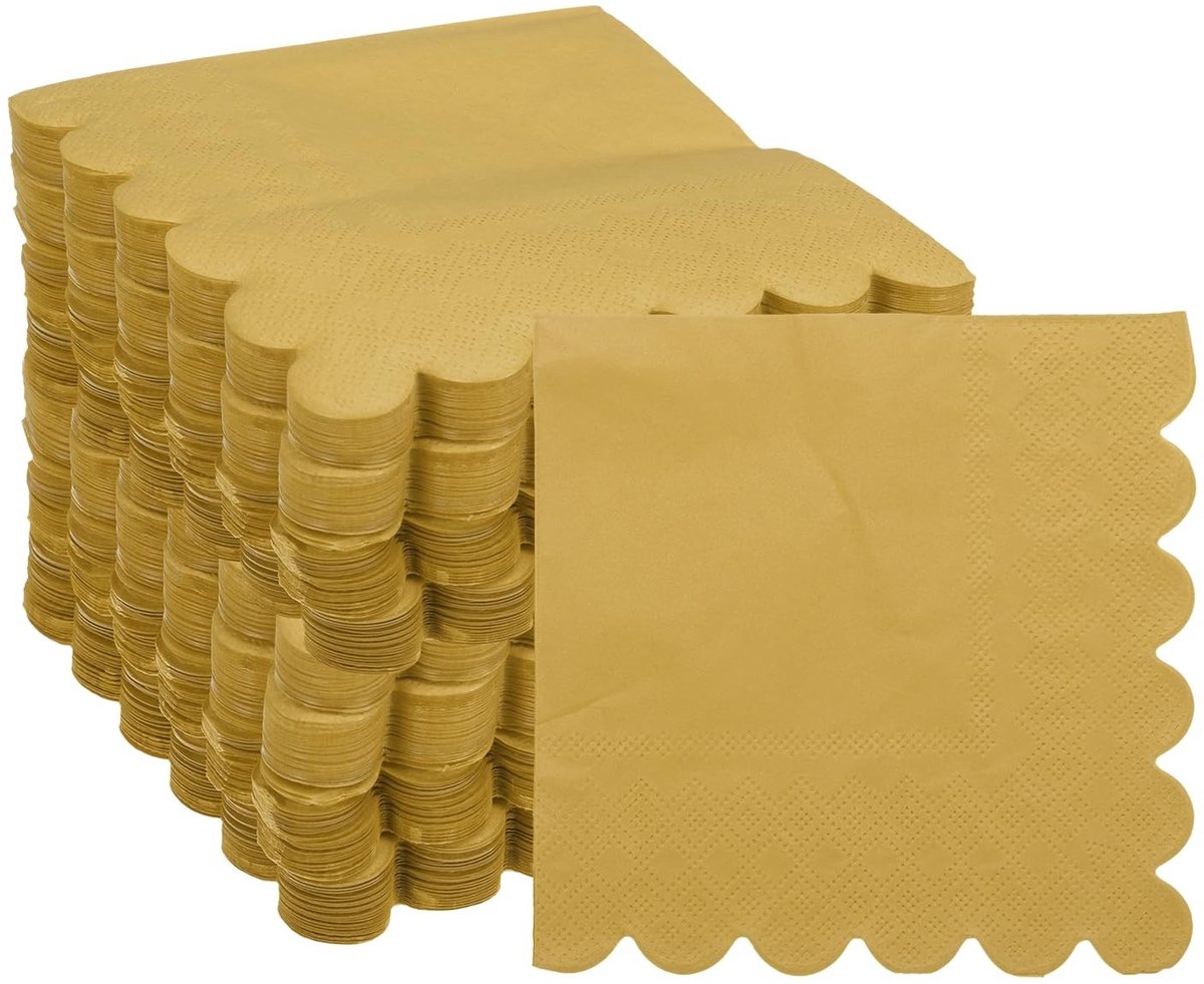 Omgoods - 200 Stuks Gouden Cocktailservetten 25 x 25 cm - 2-laags Wegwerpservetten voor Feesten