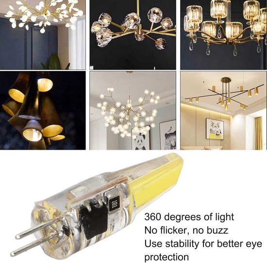 lamp-Zes 220V 6W G4 LED-lampen, 500LM COB-lampen, 360 graden verlichting, koelplaat, siliconen anti-verblinding, geschikt voor plafondverlichting in huis, tuinverlichting en kroonluchters (koel wit licht 6500K). — afbeelding 4