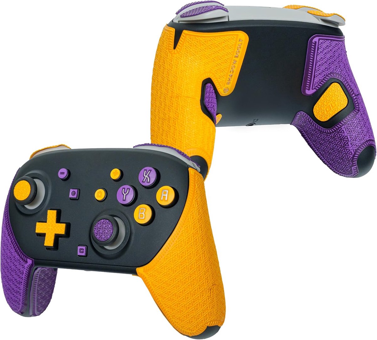 Controllergrepen voor Nintendo Switch 2 Pro - Antislip, multi-textuur, zweetabsorberende, voorgesneden griptape skinkit (paars en geel)