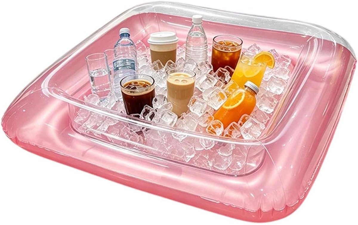 Opblaasbaar dienblad - Koeltafel bar - Buitenfeesten organiseren - Verdikt duurzaam PVC - 60 x 60 cm - Wit