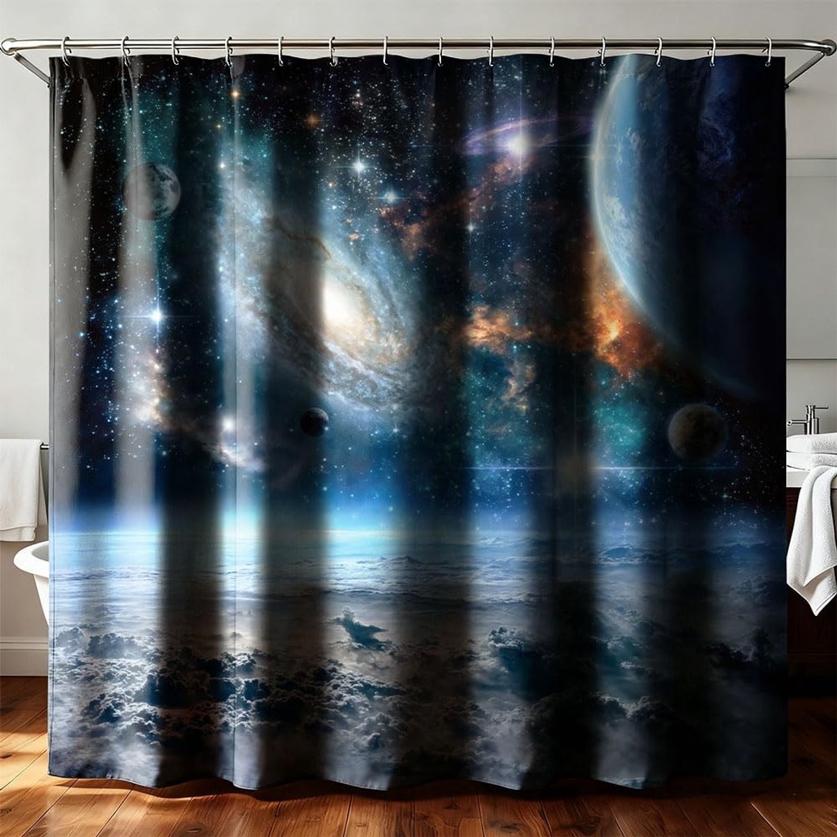 Omgoods - Douchegordijn Ruimte Kunst 183 x 183 cm Waterdicht Polyester