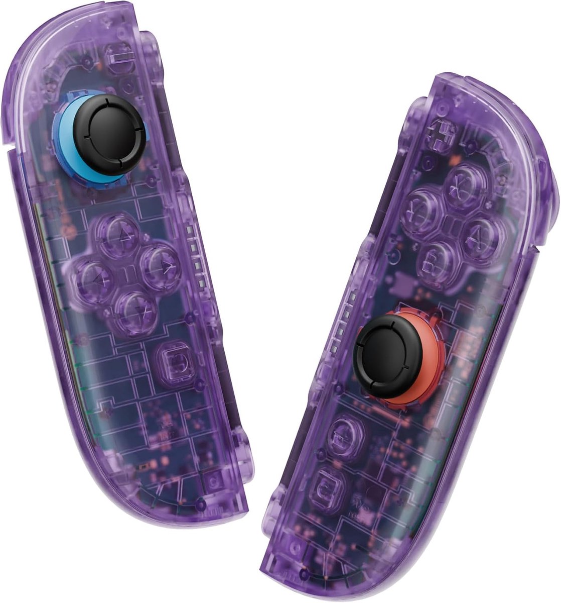 eXtremeRate Hoes voor Switch 2 Joycon met Complete Vervangende Knoppen DIY en Gereedschap, Behuizing Joycon 2 voor Nintendo Switch 2 Accessoires-Transparant Paars
