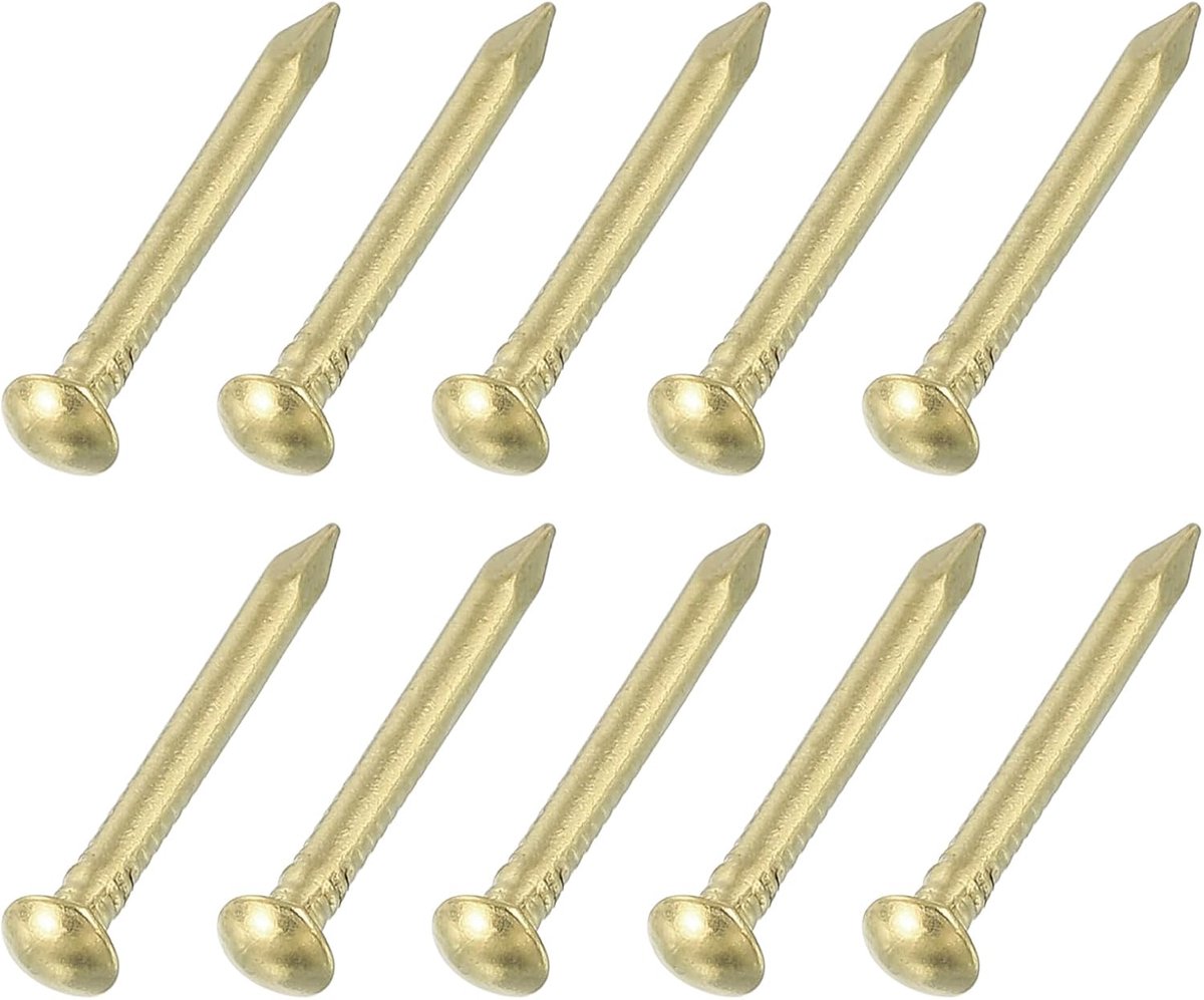 50 stuks kleine metalen nagels, 1,5 x 15 mm, messing ronde kop, gebruikelijke siernagels voor huishouden, houtwerk, fotoophanging, doe-het-zelf projecten, goud