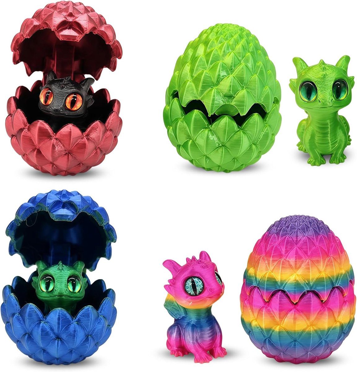 3D Gedrukt Drakenei Met Draak, 4pcs Set Draak In Ei Draagbaar Drakenspeelgoed, voor Kinderen Drakenliefhebbers en Auto's, Kantoren, Huizen Desk Speelgoed