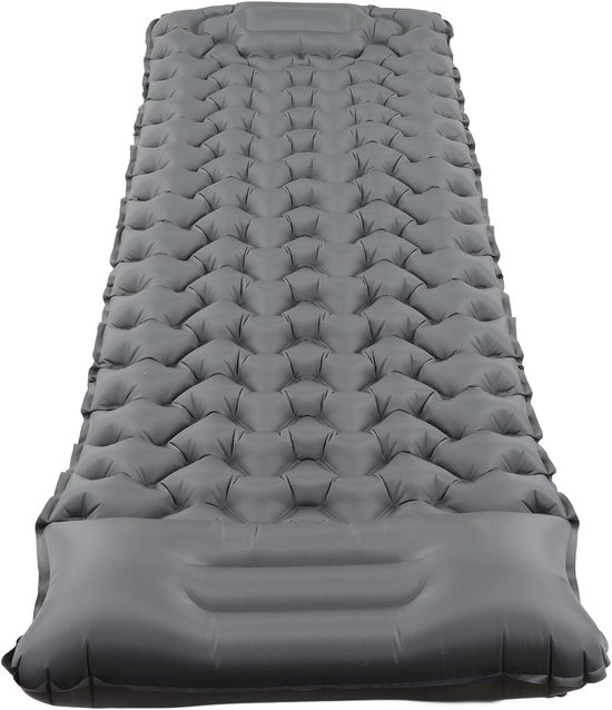 Camping Matras - Slaapmat Buiten - Kamperen en Reizen - Voetpers Inflatie - 196 x 68 cm - Grijs van Camping — afbeelding 4