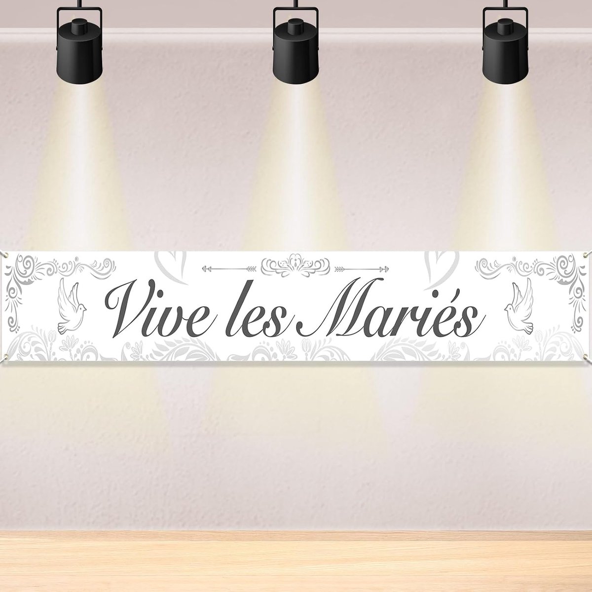 Vive Les Mariés Bannière Pour Mariage Décoration Fournitures, Français Bannière Pour Mariage Intérieur Extérieur Décoration, 270 x 35 cm