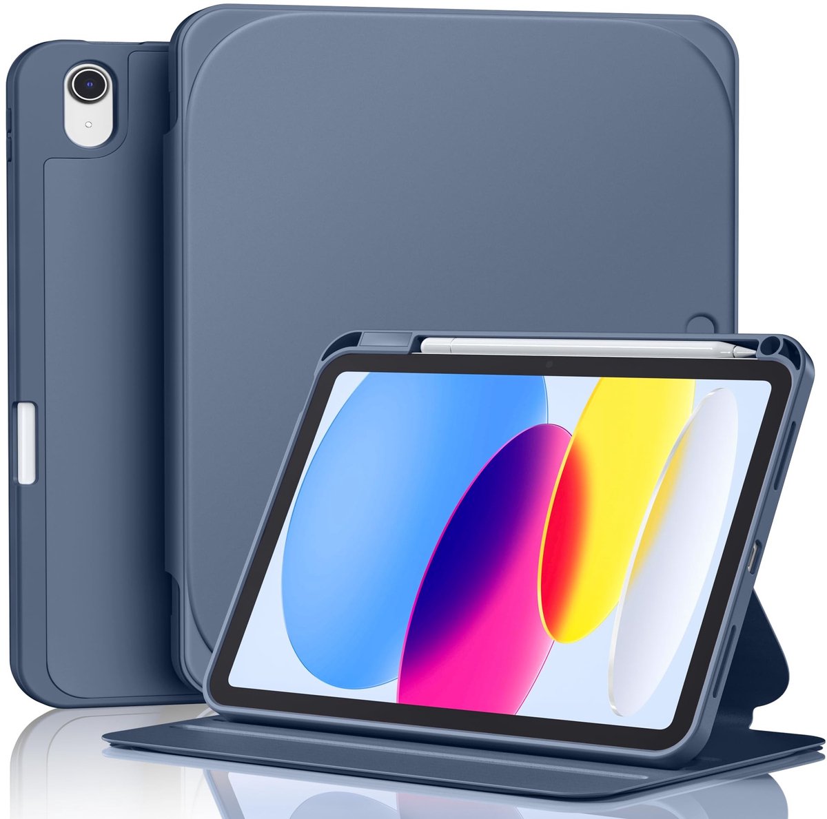 Omgoods - Hoes voor iPad A16 11e Gen 2025 en 10e Gen 2022 - Blauwgrijze Folio-Stand Hoes