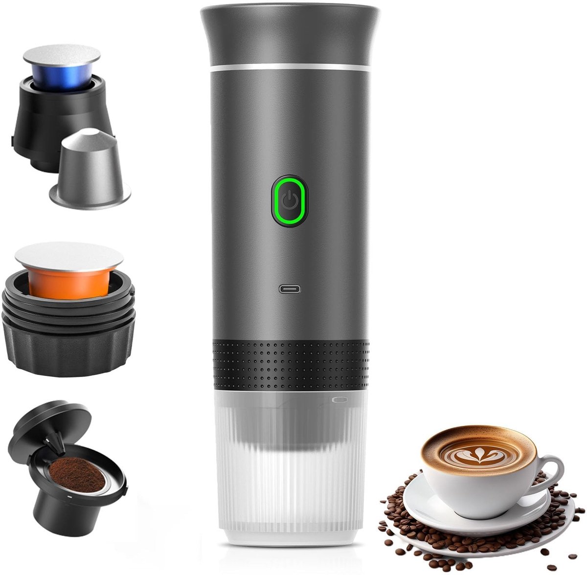 Omgoods - Draagbare Espresso Machine voor Auto - 60 ml, USB-C Opladen