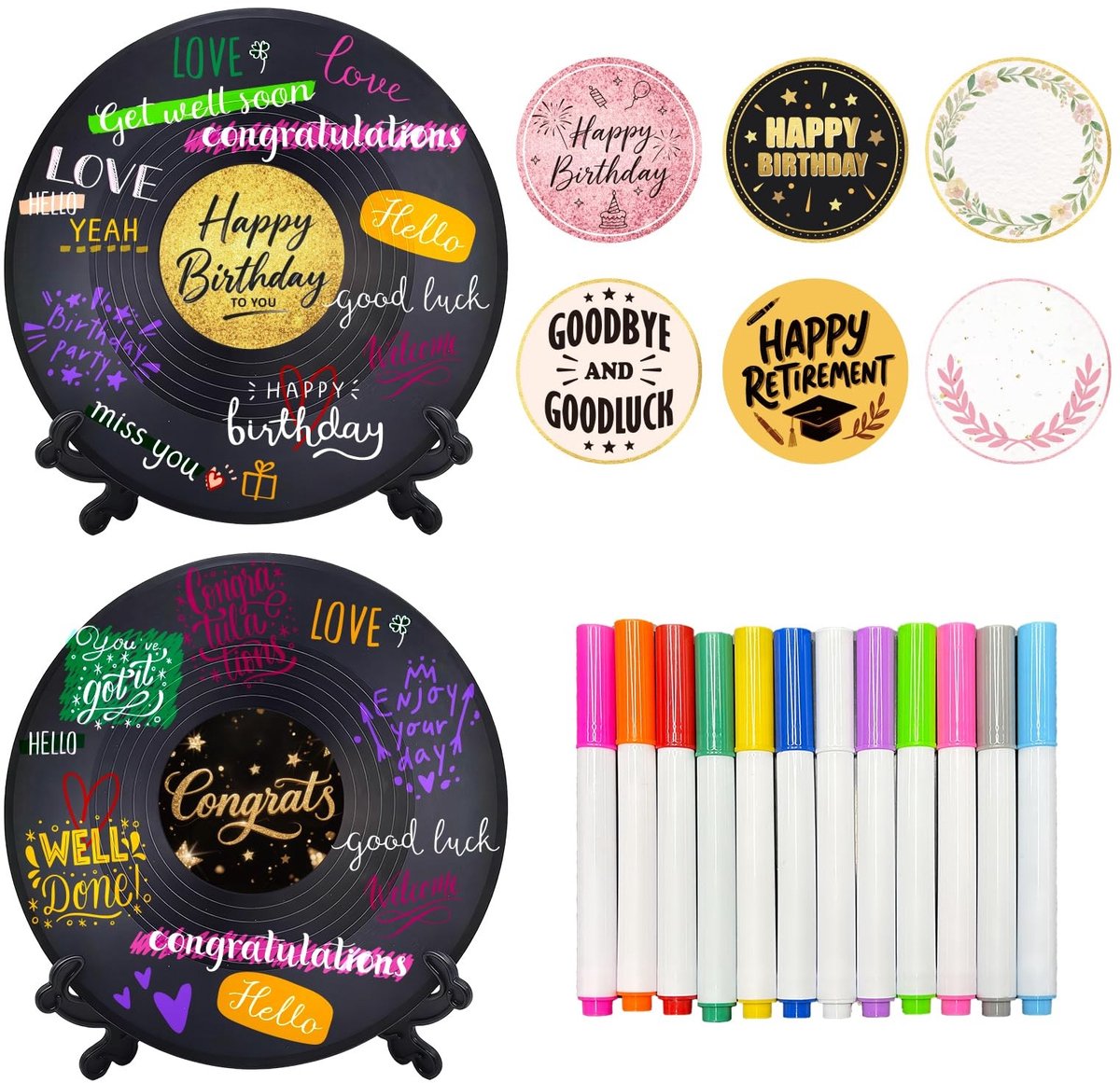 Omgoods - 2 Stuks Vinyl Record Gastenboek voor Feesten - Retro Decoratie