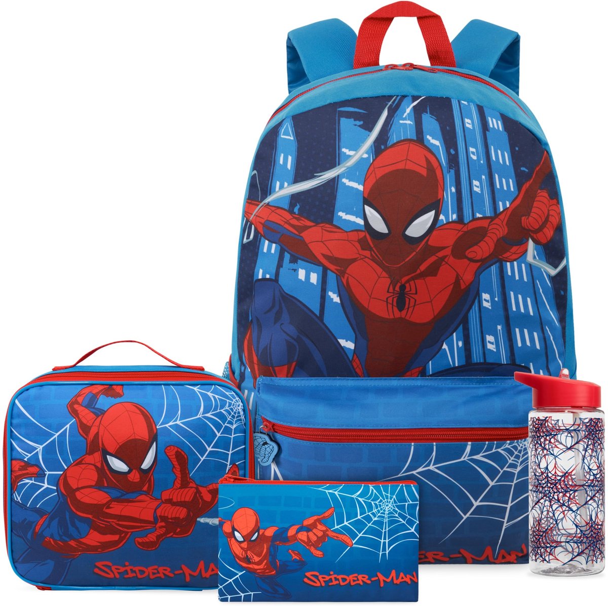 Omgoods - Get Trend Marvel Spiderman Rugzakset 4-delig - Sport-Reisrugzak met Lunchtas en Etui