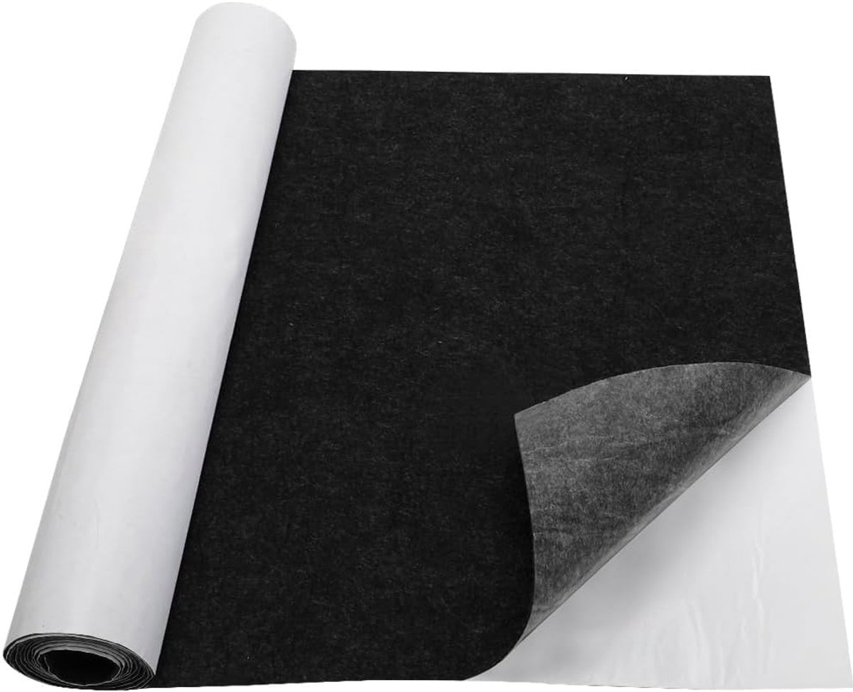 Vilt, zelfklevend, 30 x 150 cm, kleefvilt, zelfklevend, 3 mm, vilt, zelfklevend, per meter voor DIY Box Liner, stoelen, zwart