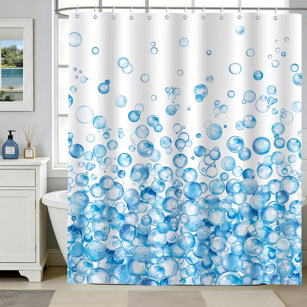 Omgoods- Douchegordijn Waterdicht - Douchegordijn 180x200 - Polyester - Anti Schimmel - Machinewasbaar - Versterkte Ringen - Badgordijn