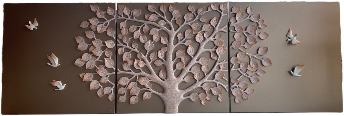Beau Commerce - wanddecoratie - 3-luik - levensboom - 3D