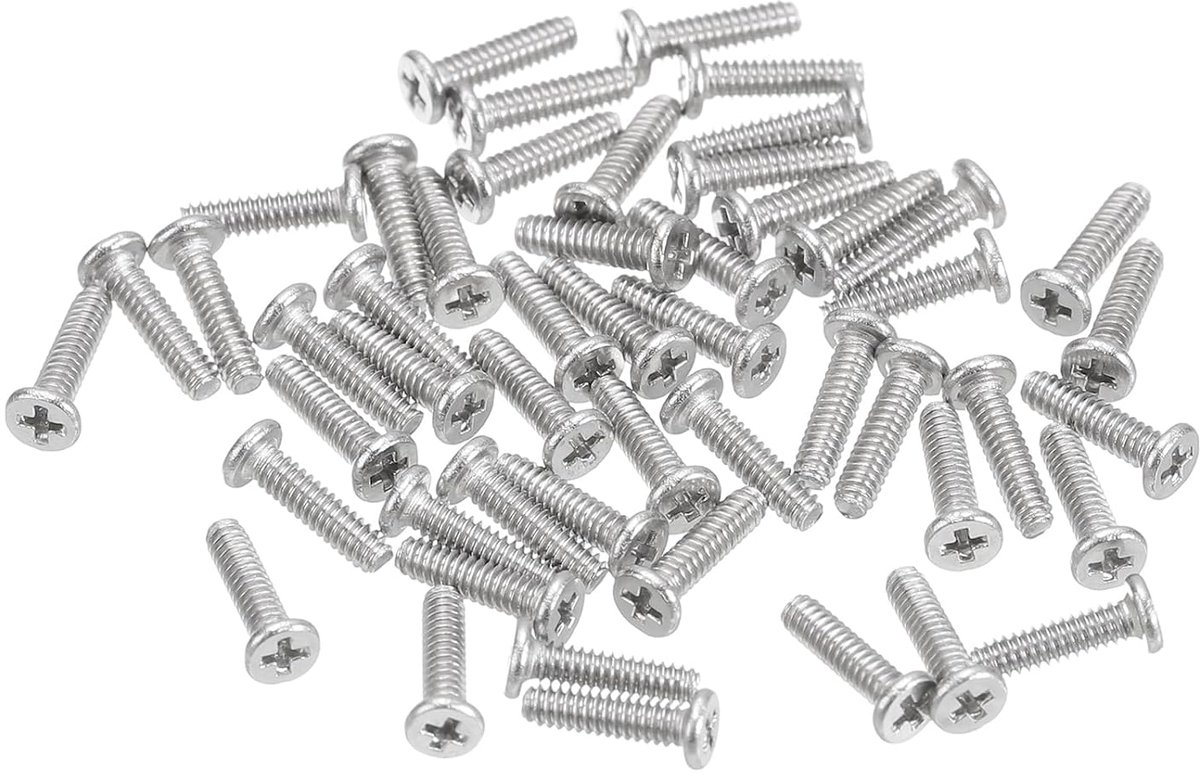 sourcing map M1,6 - 0,35 x 6 mm, 100 stuks platte ronde kopschroeven, 304 roestvrij staal, kruiskop, aandrijving, machineschroeven, hardware sluiting voor meubelverbinding